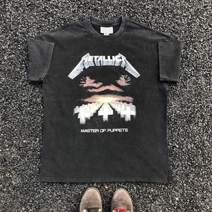 Trendy 复古Metallica sleeve 金属乐队tee 短袖 T恤Short rock