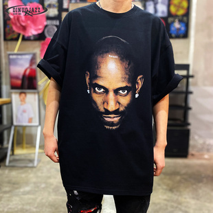 潮牌T恤男篮球凯文加内特人像印花oversize宽松加大码内搭打底衫