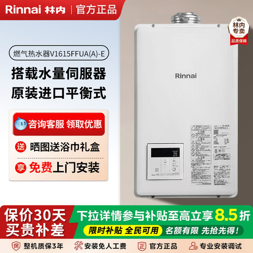 林内平衡式燃气热水器16升进口