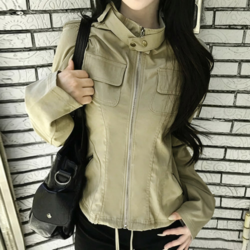 美式复古Y2K辣妹修身工装夹克
