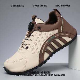 晋江运动鞋男款男鞋前系带鞋子透气男士跑步鞋百搭旋转纽扣运动鞋