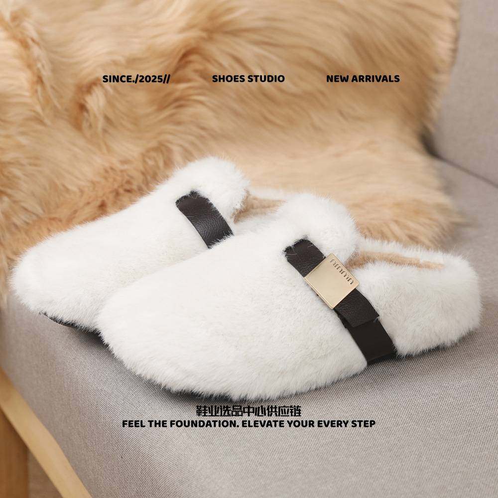 晋江女鞋法式晚风皮带扣居家年新款百搭舒适一脚蹬平底款博肯棉鞋,女鞋,包头拖,淘宝优惠券,粉丝福利购,淘宝优惠卷