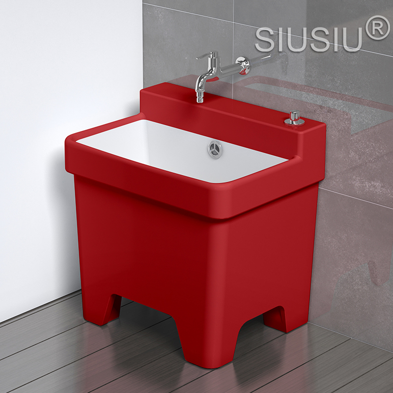 落地式陶瓷阳台红色洗拖布池墩布池拖布盆拖把池拖把槽拖把盆地盆