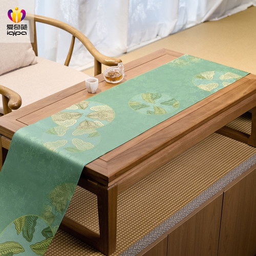 爱奇葩iqipa 芭蕉中式禅意桌旗茶席长条茶垫茶桌垫布高端茶台桌布