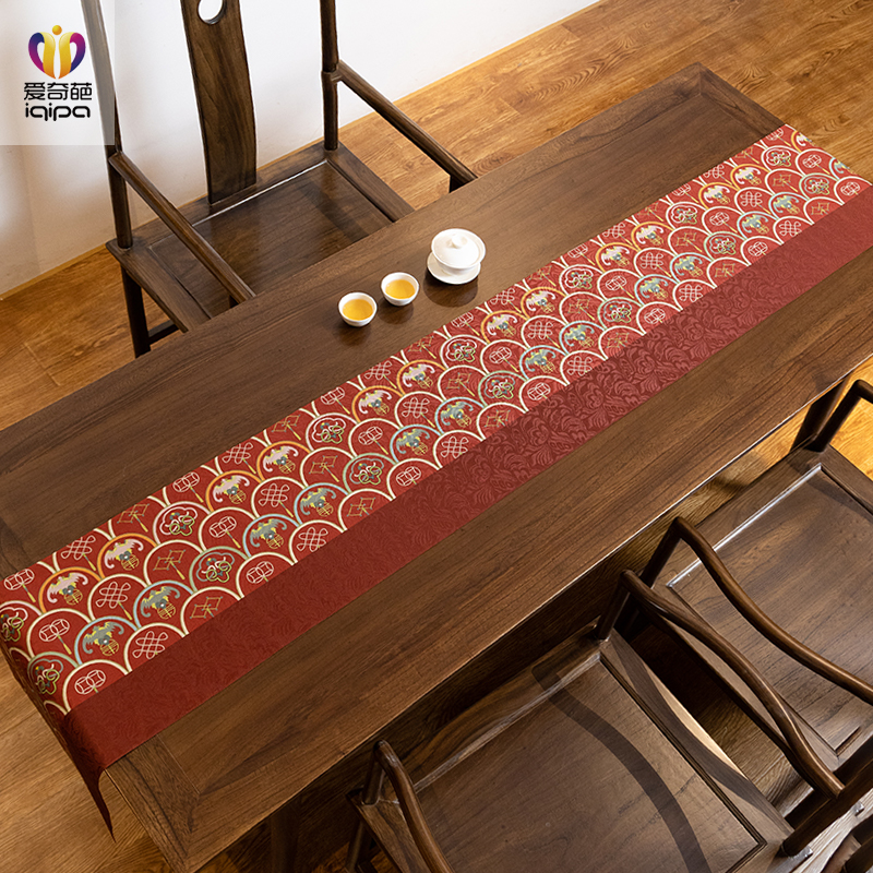 爱奇葩 原创富贵吉祥桌旗中式禅意茶席高端茶垫国风茶桌垫布桌布