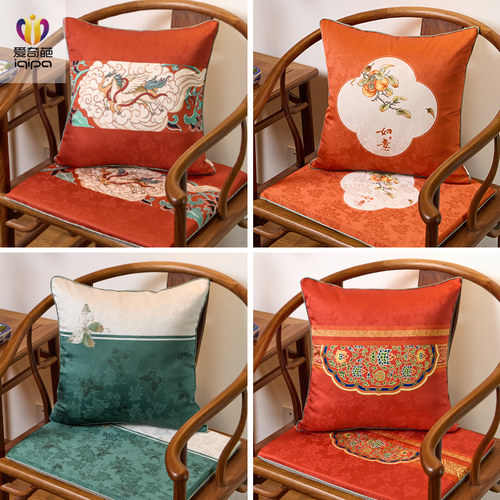 爱奇葩 原创新中式抱枕靠枕坐垫沙发抱枕套冬季腰靠垫座垫椅子垫