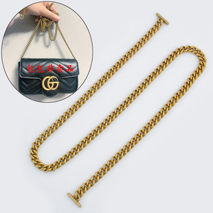 适用于古驰马蒙mini链条替换gucci包包纯铜金属细链子斜跨改造