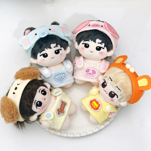 10cm娃衣可爱小猪小狗连体衣发带夏季棉花娃娃玩偶自嘲熊换装