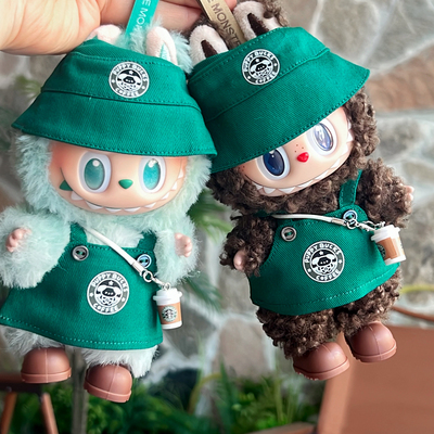 一二三代拉布布穿咖啡店员衣服