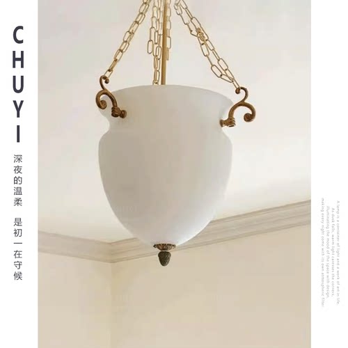 美式全铜玻璃花苞吊灯客厅餐厅