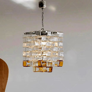 意大利 Murano穆拉诺餐厅吊灯法式中古空中楼阁拼色糖块客厅灯