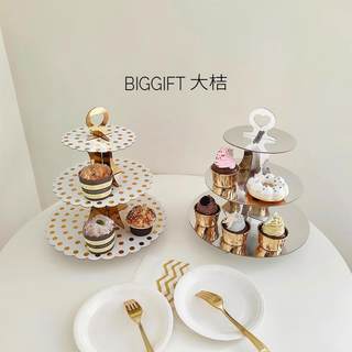 三层欧式蛋糕架甜品台点心展示架下午茶一次性装饰生日婚礼派对