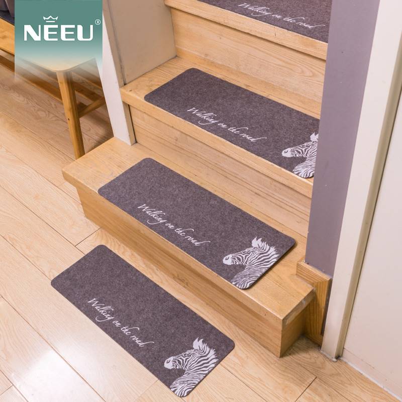 北欧楼梯踏步垫实木楼梯垫台阶贴防滑垫可机洗免胶自粘地垫
