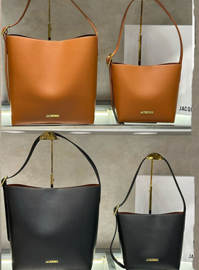 ja小众设计高级感单肩包大容量真皮通勤宽肩带水桶包包女