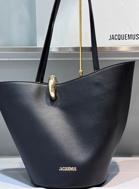 jacquemus25新款真牛皮斜口菜篮子金色戒指环扣手提单肩斜挎包