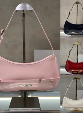 ja同款法式真皮小众漆皮亮面复古法棍腋下高级感红色单肩女包