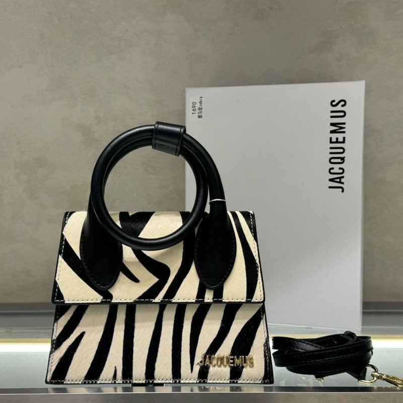 2024新款Jacquemu黑白斑马纹小众百搭手提单肩斜挎腋下包通勤