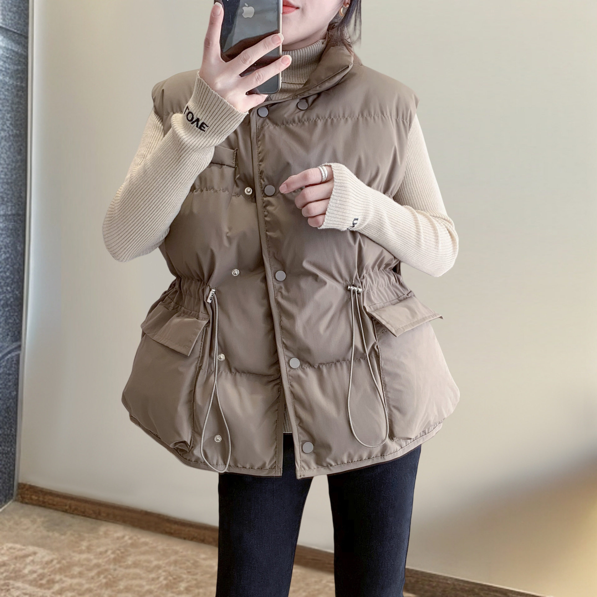 羽绒棉马甲女短款2025秋冬韩版收腰显瘦加厚坎肩背心马夹外套上衣,女装/女士精品,马夹,淘宝优惠券,粉丝福利购,淘宝优惠卷