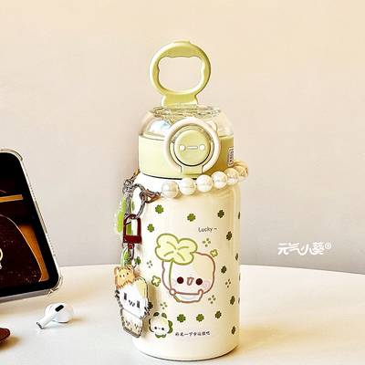 高颜值卡通便携式吸管保温杯