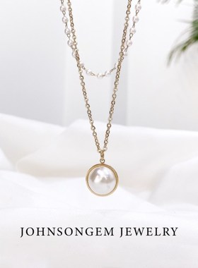 双层小众设计感嘻哈风珍珠项链