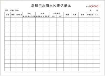 复写纸财务水电费记录本出租房登p记表房屋租金生活消费记账本酒