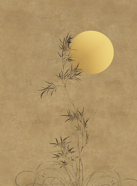 深蓝摄影背景古装明月竹子