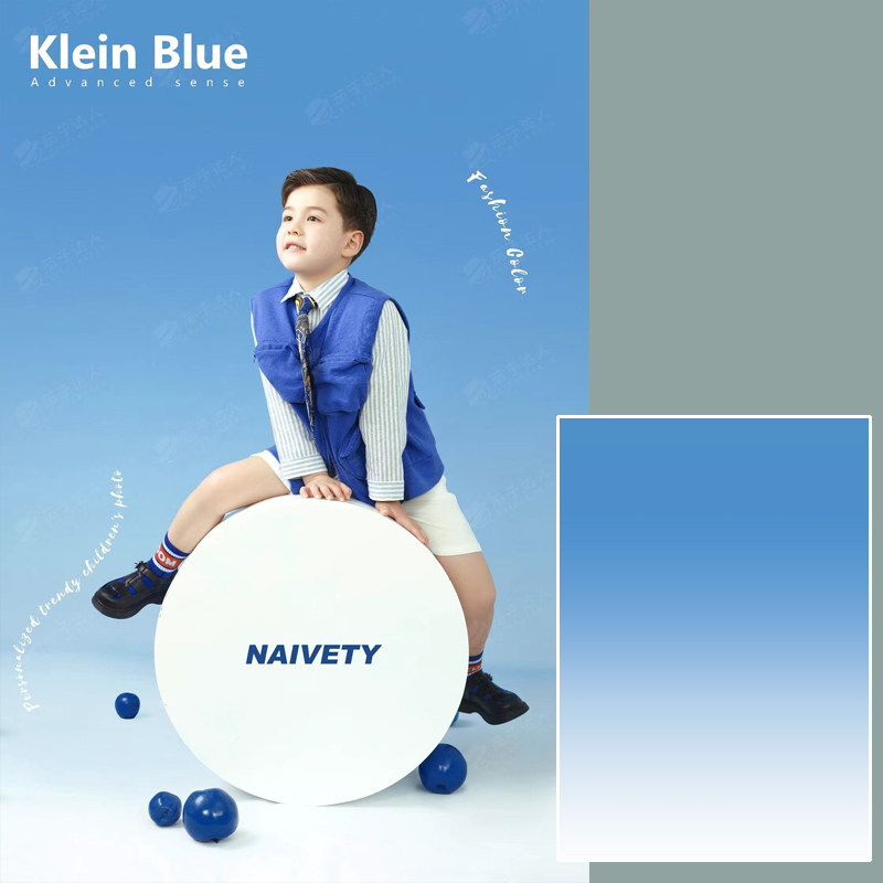 清爽蓝白渐变背景纸儿童婚纱摄影写真直播蓝色渐变背景布