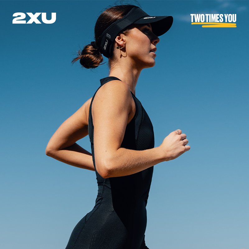 2XU 空顶帽运动帽女马拉松户外跑步速干防晒帽子男鸭舌帽无顶遮阳