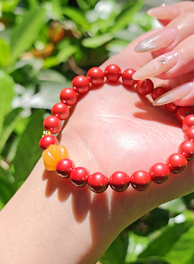 天然朱砂黄南瓜手串女款好运手链