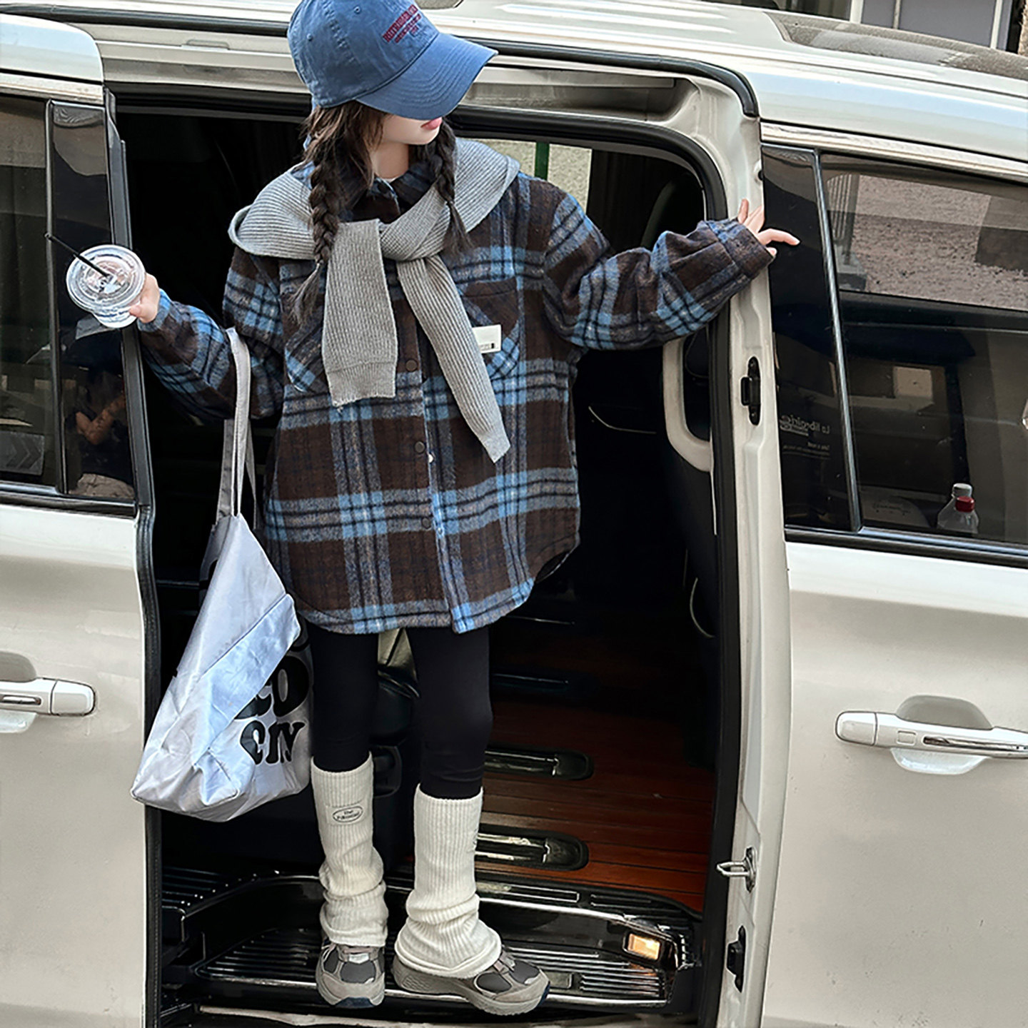 女童外套秋冬夹棉加厚2025新款儿童韩版格子毛呢大衣保暖冬装上衣