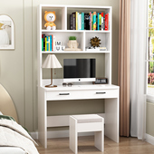 实木书桌书架一体书柜组合卧室小户型学生办公桌简约家用电脑桌