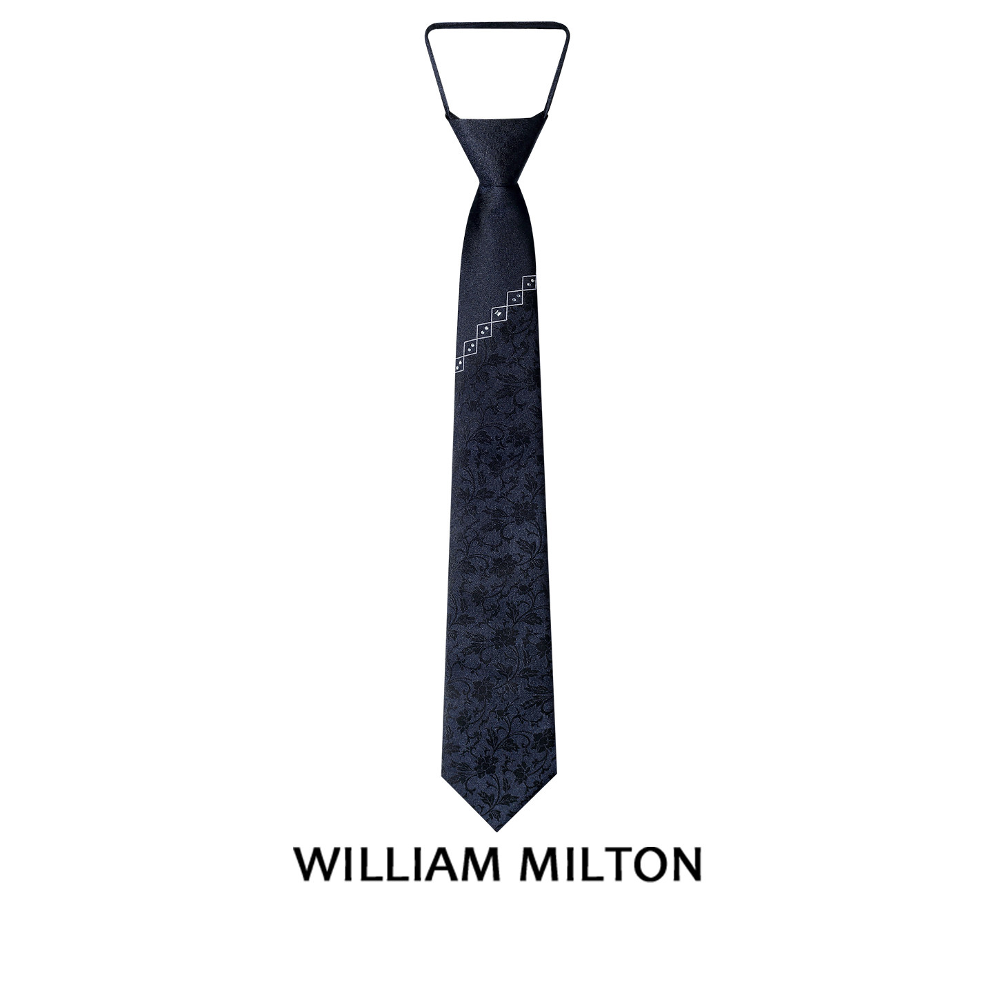 WILLIAM MILTON云阶锦蔓镶钻真丝领带男免打高端商务正装拉链礼盒