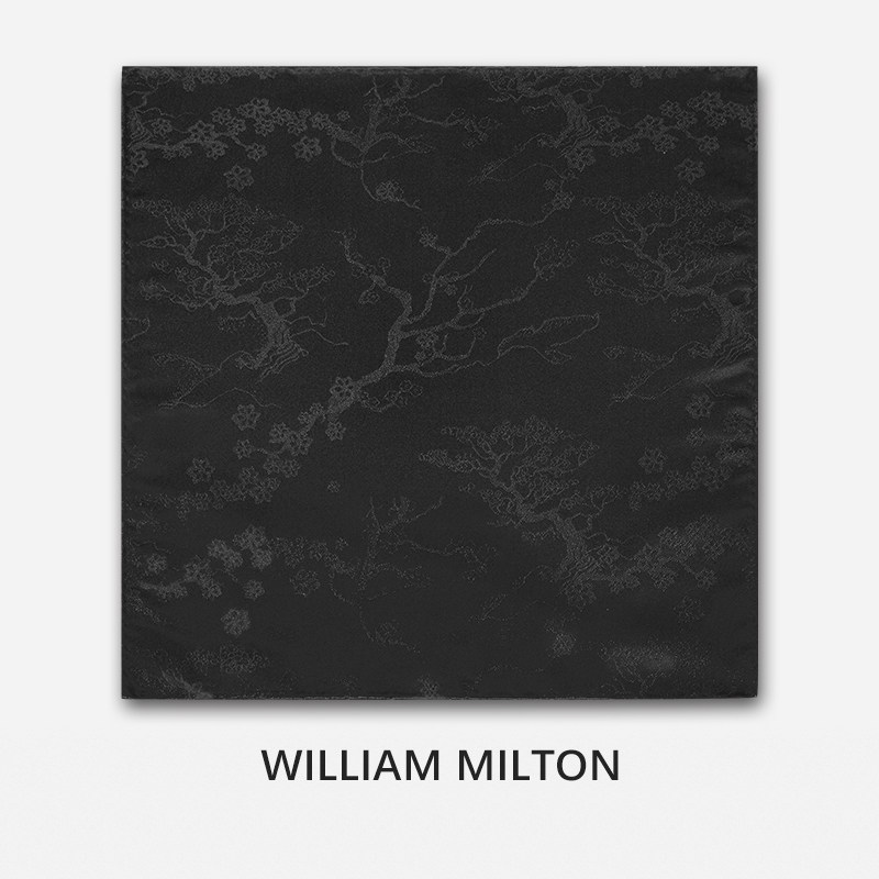 WILLIAM MILTON国风梅花暗香度桑蚕丝口袋巾男士轻奢西服方巾礼盒