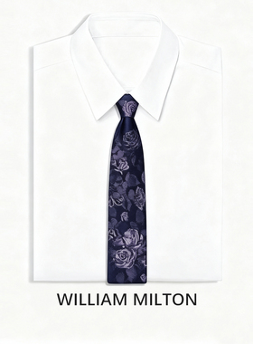 WILLIAM MILTO玫瑰秘境真丝领带男士轻奢商务新郎婚礼桑蚕丝礼盒