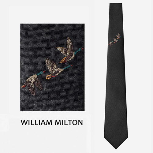 WILLIAMMILTON雁字书刺绣领带