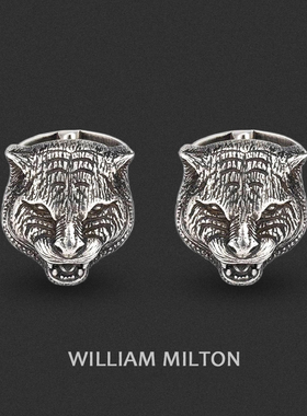 WILLIAM MILTON万兽之王复古老虎袖扣男士法式衬衫袖口钉轻奢礼物