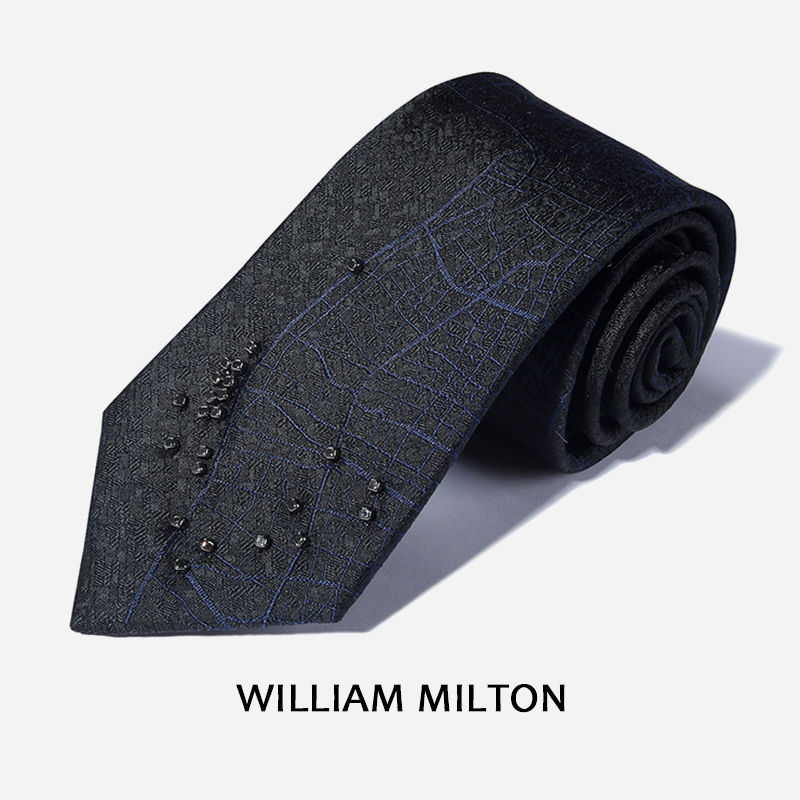 WILLIAMMILTON珠绣桑蚕丝领带