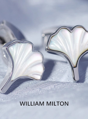 WILLIAM MILTON珍珠贝母三生有幸袖扣男士新婚生日定制袖口钉礼物