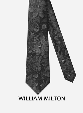 WILLIAM MILTON甄选新品栀子花开真丝领带男高端商务正装时尚礼盒