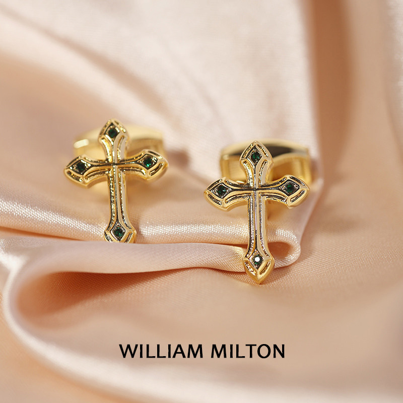 william milton设计师款「天使守护」十字架袖扣男高级感定制袖钉