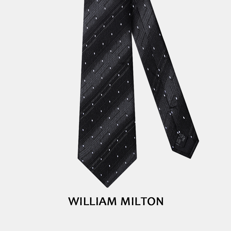 WILLIAMMILTON黑色条纹真丝领带
