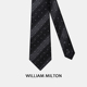 WILLIAM MILTON墨色烟雨黑色条纹真丝领带男士 设计感高端商务礼盒
