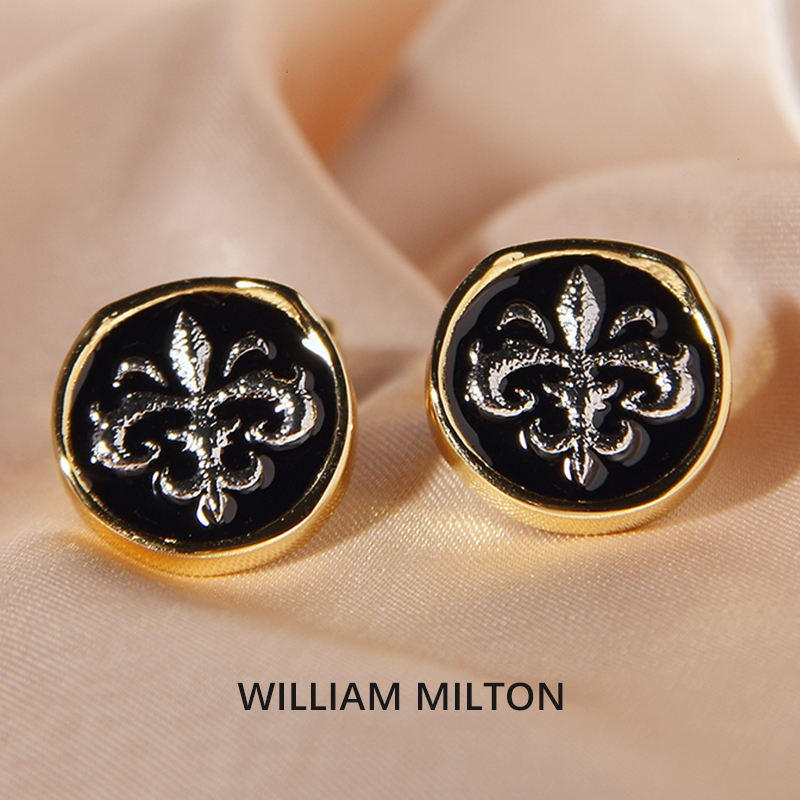 WILLIAMMILTON流银鸢尾花袖扣男