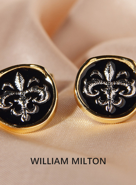 WILLIAM MILTON巴洛克风流银鸢尾花袖扣男士轻奢袖口定制衬衫袖钉