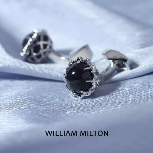 WILLIAMMILTON玛瑙黑宝石袖扣男