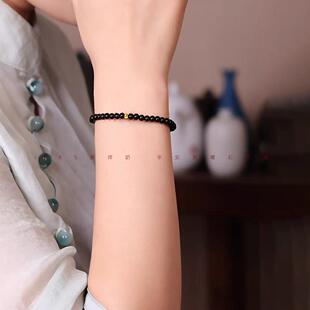 天然7A黑曜石足金转运珠手链女款金曜石护身佛珠水属性手串本命年