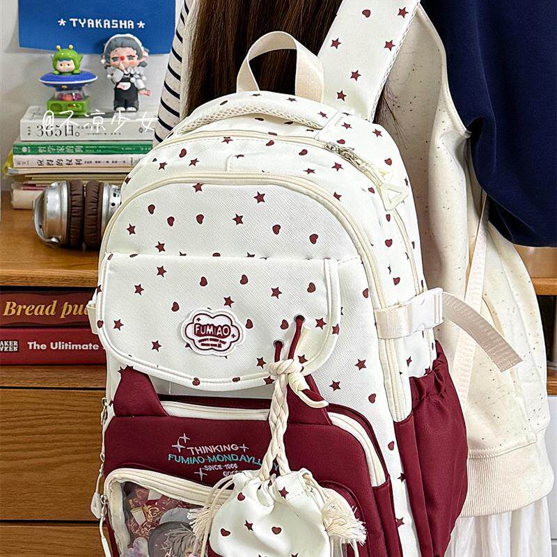 书包初中女生蓝色系追星痛包双肩包女大容量高中学生耐用减负背包