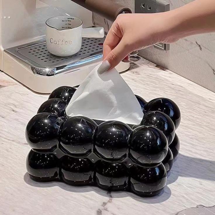 纸巾盒客厅高档轻奢陶瓷抽纸盒茶几摆件家用创意纸抽盒奶油高级感