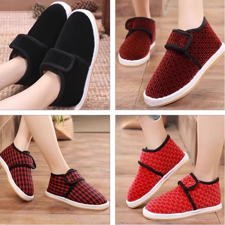 新款冬季加绒加厚老式棉鞋男女手工防滑防水升级版居家老人保暖鞋