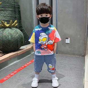 奥特曼男童衣服夏装2024新款儿童装短袖痞帅夏款小童夏季男宝套装